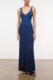 Staud Claretta Dress in Espresso/Cobalt