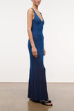 Staud Claretta Dress in Espresso/Cobalt