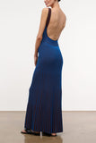 Staud Claretta Dress in Espresso/Cobalt
