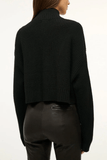 Staud Cropped Hampton Cashmere Sweater in Black