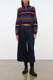 Staud Cropped Hampton Cashmere Sweater in Monaco Stripe