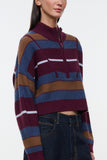 Staud Cropped Hampton Cashmere Sweater in Monaco Stripe