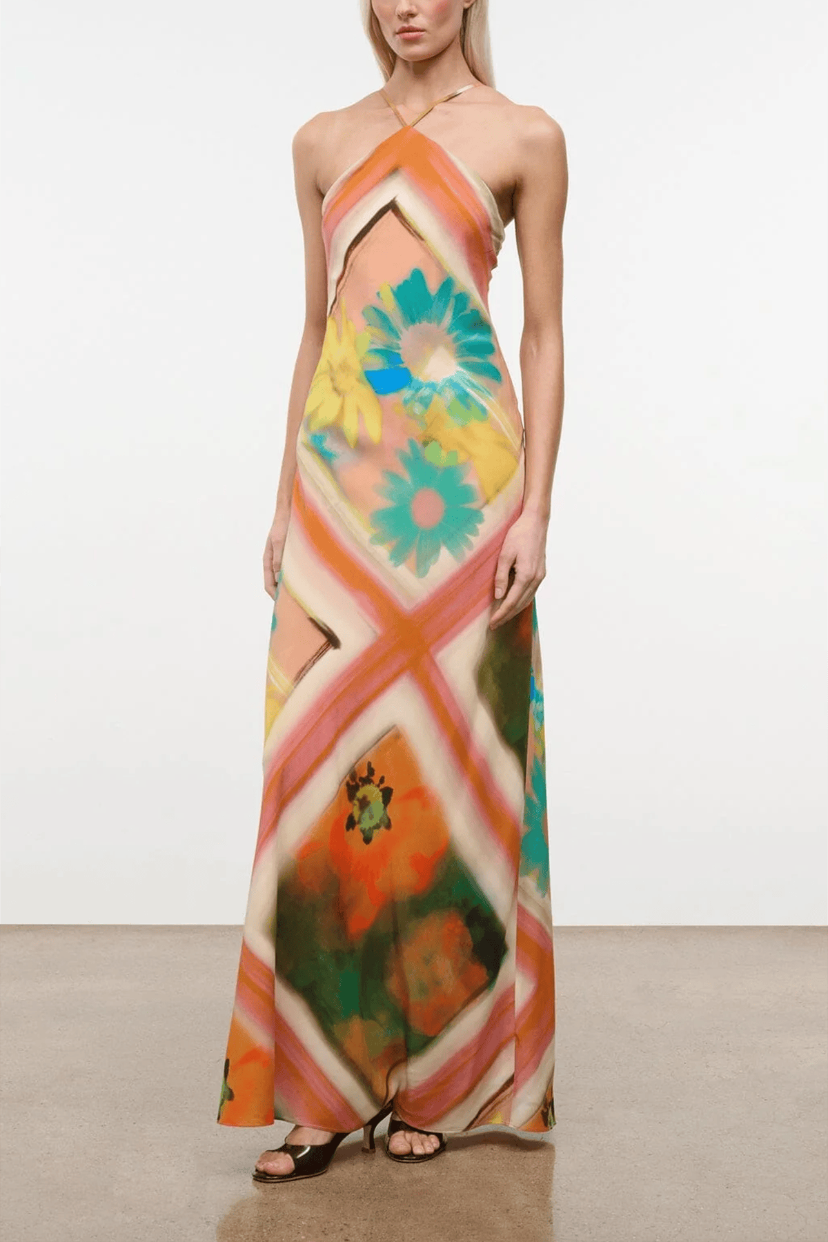 staud halter dress - Stella cotton-blend faille halterneck maxi giving the silhouette a bright finish. STAUD, Cadence Dress in Pearl,