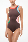 Staud Dolce One Piece in Dark Chocolate Multi