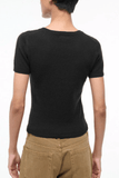 Staud Easy Cashmere Tee in Black
