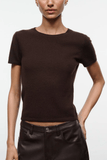 Staud Easy Cashmere Tee in Dark Chocolate