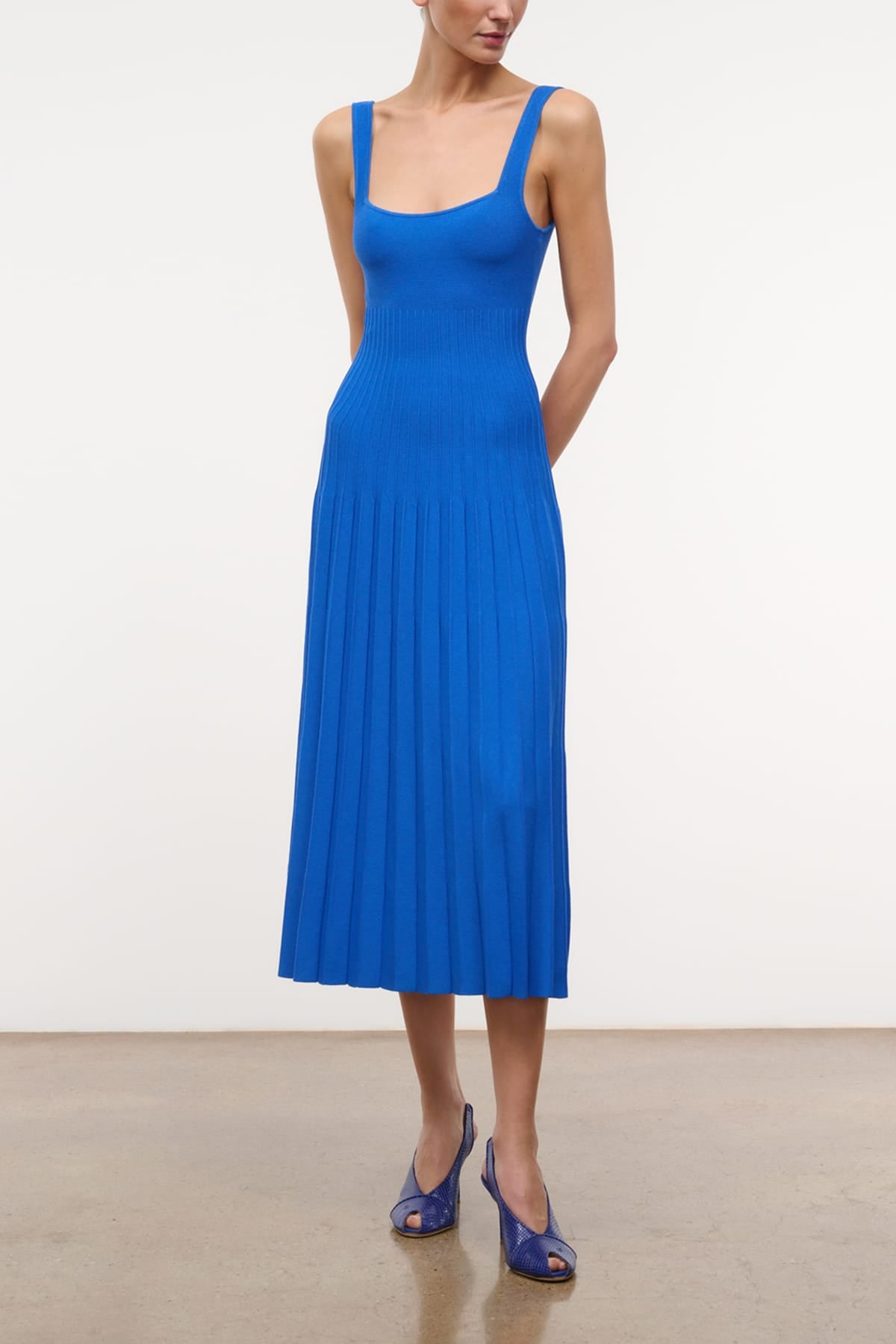 STAUD, Ellison Dress in Cobalt, Size Medium