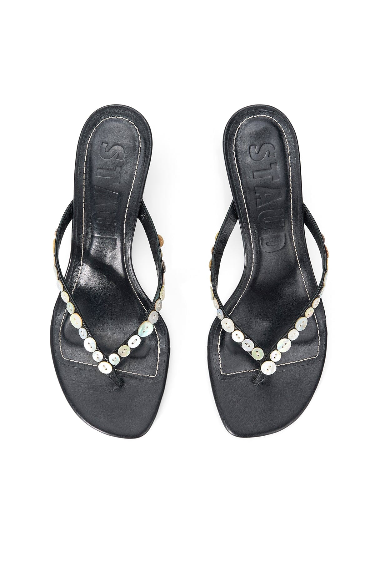 Staud Freja Thong Kitten Heel in Mother of Pearl