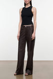 Staud Gus Leather Pant in Earth