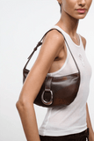 Staud Harlow Crescent Shoulder Bag in Espresso Distressed