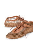 Staud Kit Lace Up Flat in Tan
