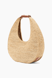 Staud Large Raffia Moon Tote Bag in Natural/Tan