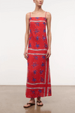 Staud Laura Linen Dress in Painted Foulard