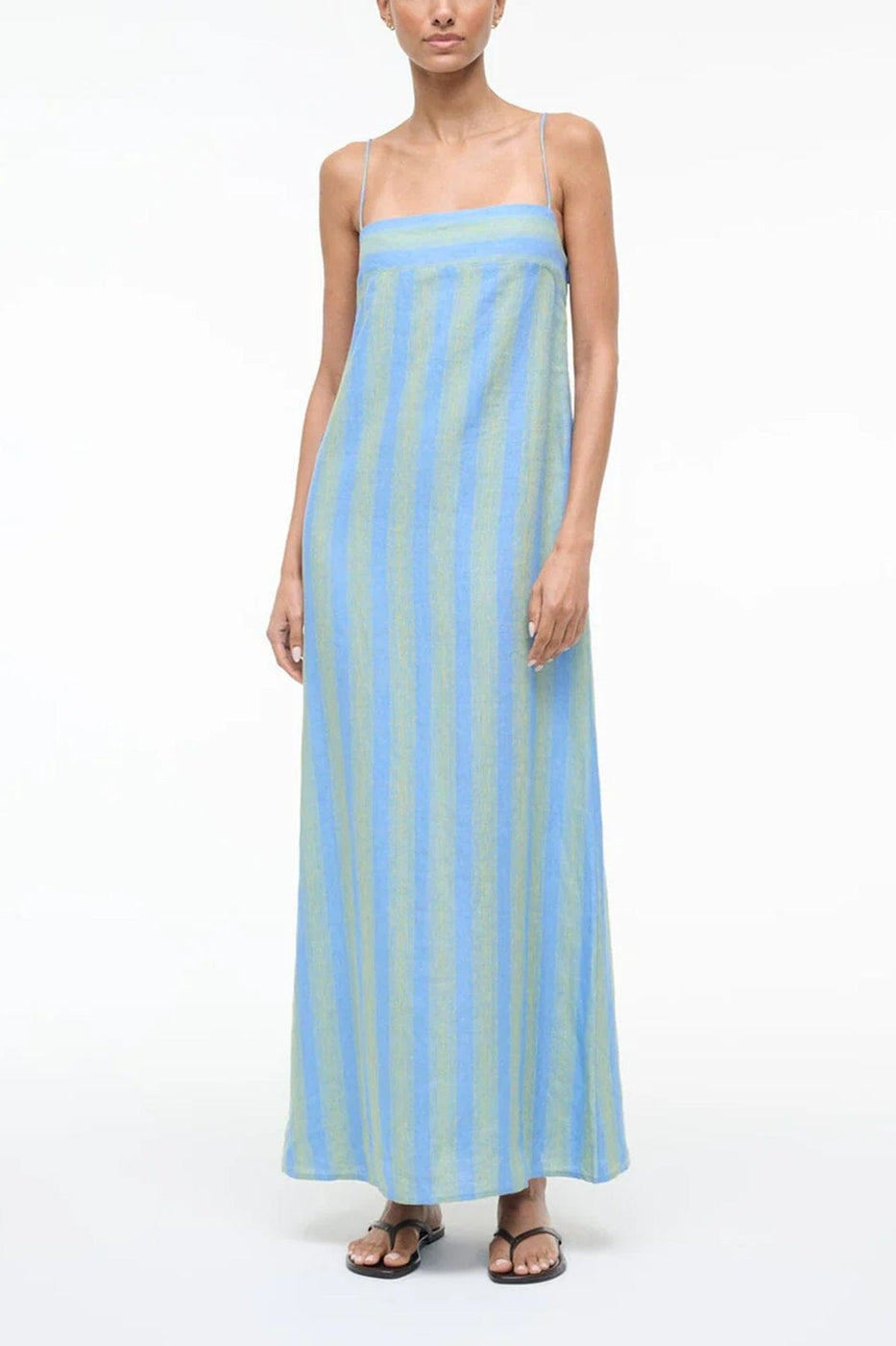 Staud Laura Linen Dress in Seaport Stripe