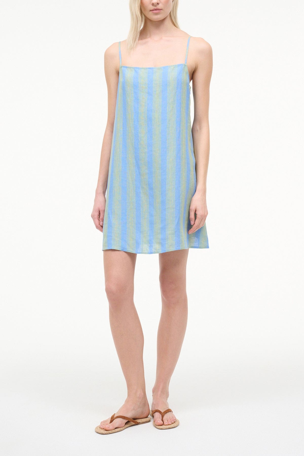STAUD, Laura Linen Mini Dress in Seaport Stripe, Size XL STAUD, Laura Linen Mini Dress in Seaport Stripe, Size XL