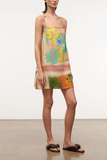 Staud Laura Linen Mini Dress in Superbloom Scarf