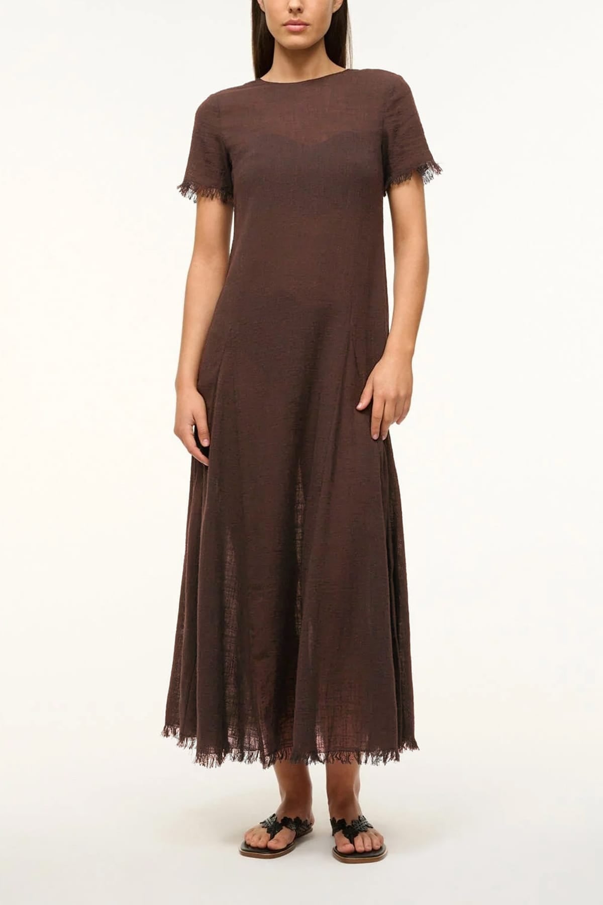 Staud Le Havre Dress in Dark Chocolate Hampden Clothing Staud Le Havre Dress in Dark Chocolate Hampden Clothing