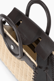 Staud Maude Mini Wicker Carryall in Natural/Espresso