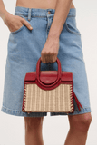 Staud Maude Mini Wicker Carryall in Natural/Rogue