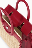 Staud Maude Mini Wicker Carryall in Natural/Rogue