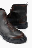 Staud Miles Zip Ankle Boot in Espresso Distressed