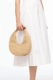 Staud Moon Raffia Tote Bag in Natural/Tan