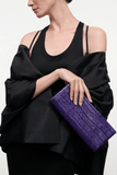 Staud Muse Clutch in Amethyst Croco