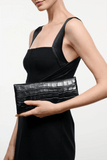 Staud Muse Clutch in Black Croco