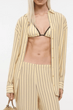 Staud Nolan Silk Shirt in Monday Stripe