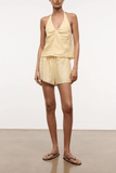 Staud Paddle Linen Short in Butter Studs