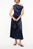 Staud Phare Silk Dress in Navy