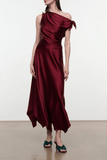 Staud Portia Silk Dress in Carmino