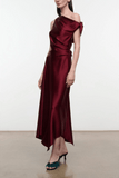 Staud Portia Silk Dress in Carmino
