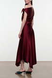 Staud Portia Silk Dress in Carmino