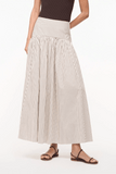 Staud Procida Skirt in Ivory/Dark Oak Micro Stripe