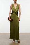 Staud Selene Silk Dress in Pear