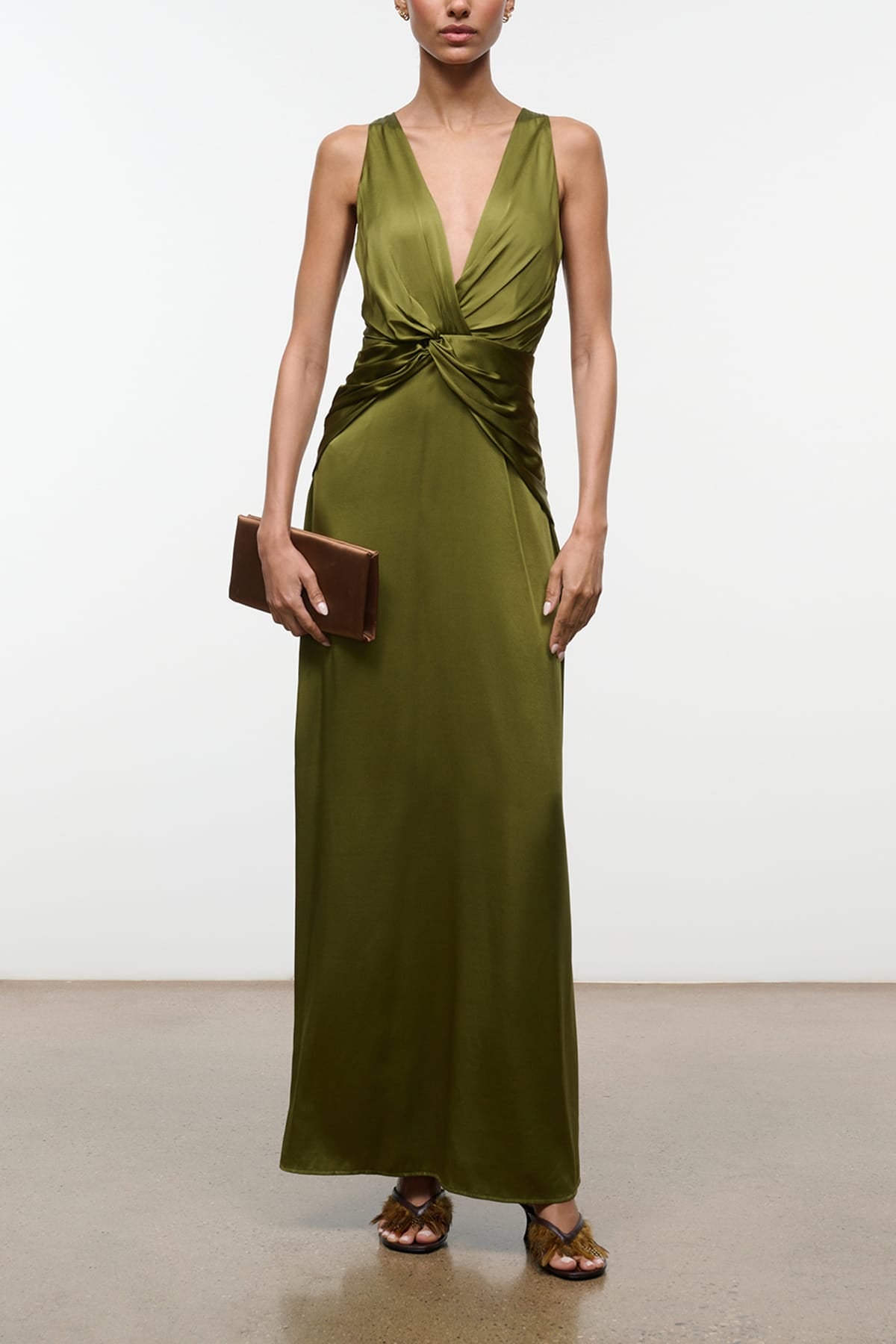 Selene Silk Dress in Pear