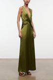 Staud Selene Silk Dress in Pear