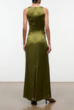 Staud Selene Silk Dress in Pear