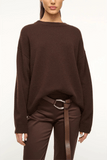 Staud Serrano Cashmere Relaxed Crewneck Sweater in Dark Chocolate