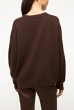 Staud Serrano Cashmere Relaxed Crewneck Sweater in Dark Chocolate