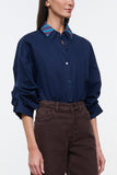 Staud Uptown Bodysuit in Navy/Potter Stripe