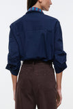 Staud Uptown Bodysuit in Navy/Potter Stripe