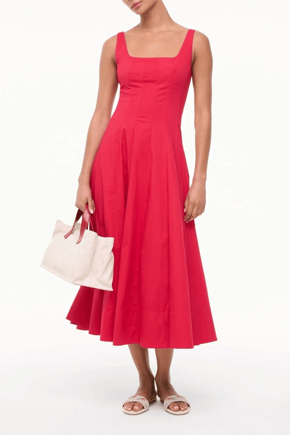 Staud Wells Dress in Cherry Hampden Clothing Staud Wells Dress in Cherry Hampden Clothing