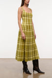 Staud Wells Dress in Pepperoncini Plaid