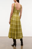 Staud Wells Dress in Pepperoncini Plaid