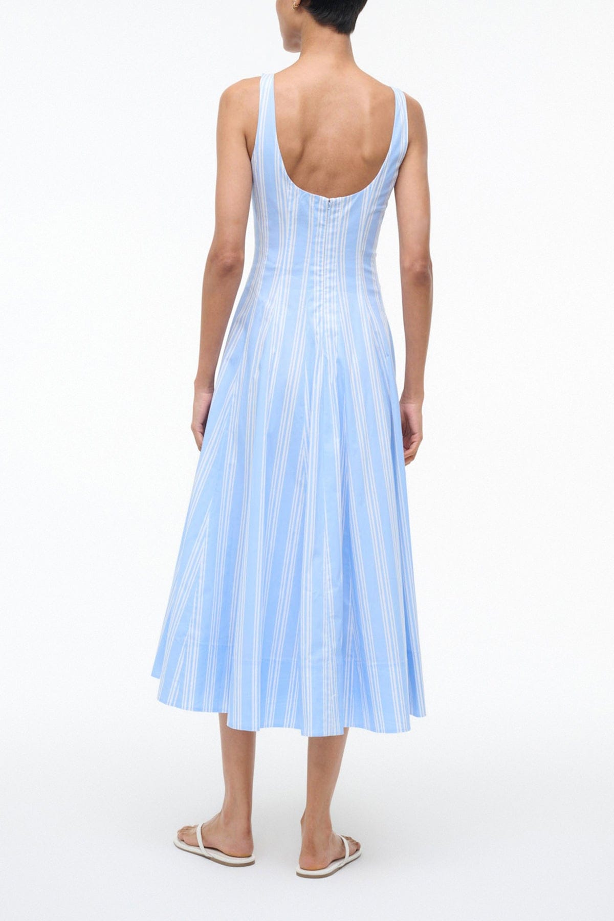 staud blue and white dress Blue Toile Mini Wells Dress