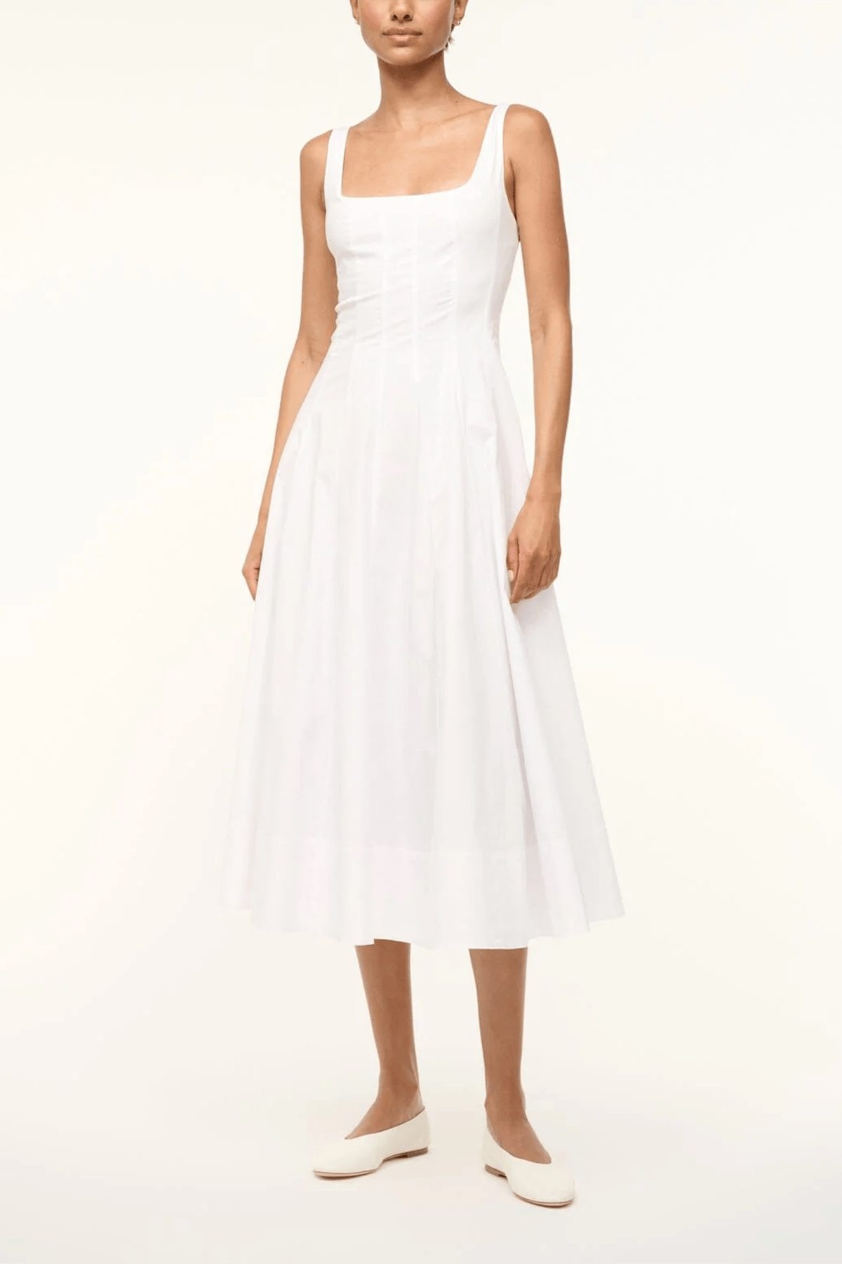 Staud Wells Midi Dress - White - 12