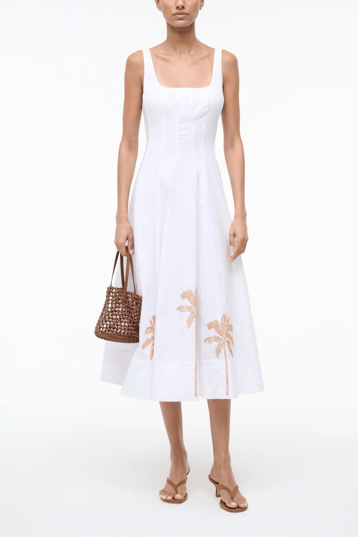 Staud Wells Dress in White Embroidery Hampden Clothing Staud Wells Dress in White Embroidery Hampden Clothing
