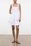 Staud Wells Mini Dress in White Multi Embroidery